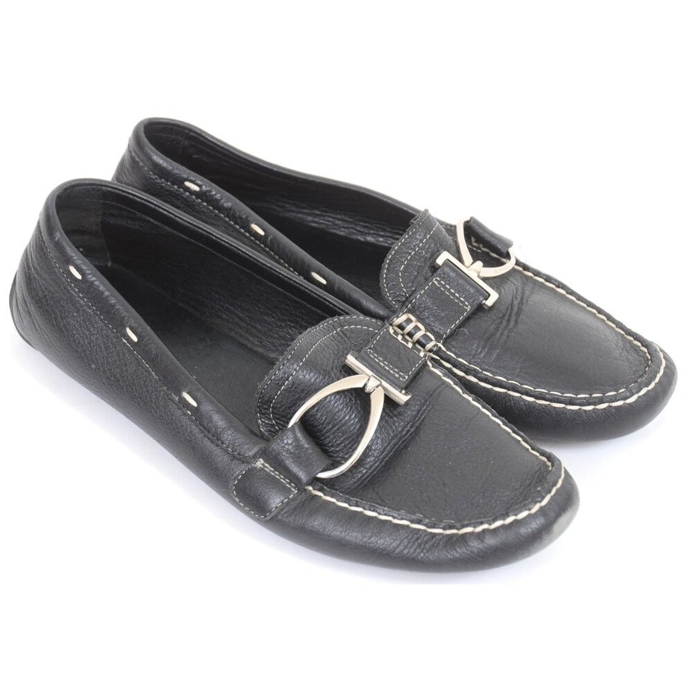 Anne Klein AK Size 9 Leather Driving Mocassins Flat Slip-on Shoes Vacay Travel